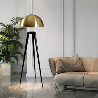 Contemporary Dome Brass Tripod Metal Floor Lamp Zawala Image - 2