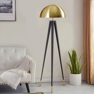 Contemporary Dome Brass Tripod Metal Floor Lamp Zawala Image - 6