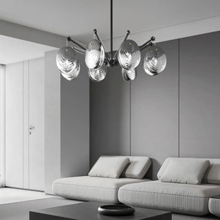 ZOWALA - Contemporary Chrome Shell Black Large Chandelier Image - 1
