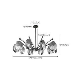 ZOWALA - Contemporary Chrome Shell Black Large Chandelier Image - 16