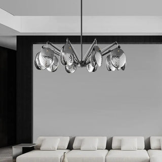 ZOWALA - Contemporary Chrome Shell Black Large Chandelier Image - 2
