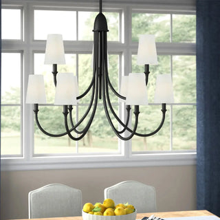 Contemporary Arm Fabric Large Dining Room Black Chandelier Image - 1