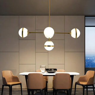 ZOWALA - Contemporary Gold Milk Glass Globe Chandelier Dining Room Image - 1