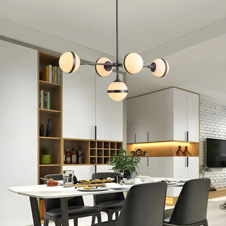 ZOWALA - Contemporary Gold Milk Glass Globe Chandelier Dining Room Image - 2