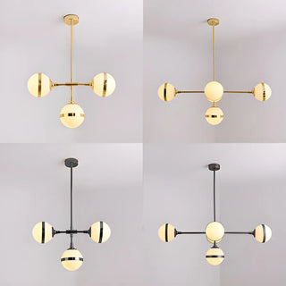 ZOWALA - Contemporary Gold Milk Glass Globe Chandelier Dining Room Image - 3
