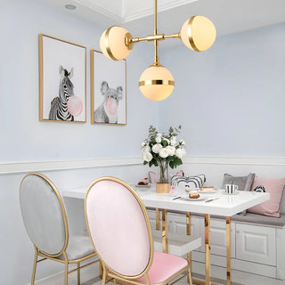 ZOWALA - Contemporary Gold Milk Glass Globe Chandelier Dining Room Image - 4