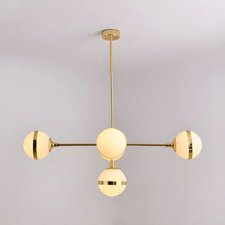 ZOWALA - Contemporary Gold Milk Glass Globe Chandelier Dining Room Image - 7