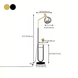 ZOWALA - Contemporary Gold Globe Floor Lamp with Marble Storage #size