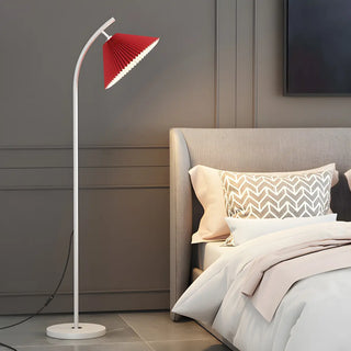Contemporary Bedside Red Conical Fabric Floor Light Zawala Image - 1