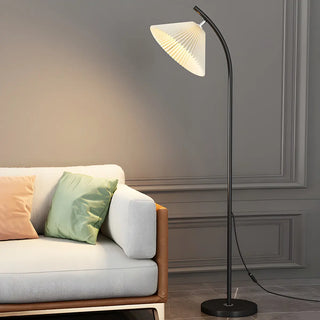 Contemporary Bedside Red Conical Fabric Floor Light Zawala Image - 10
