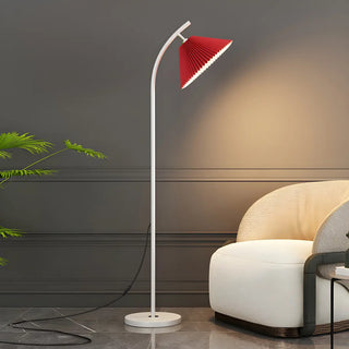 Contemporary Bedside Red Conical Fabric Floor Light Zawala Image - 11