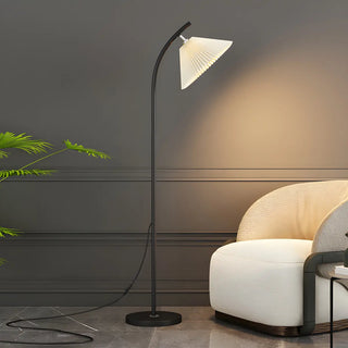 Contemporary Bedside Red Conical Fabric Floor Light Zawala Image - 13