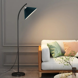 Contemporary Bedside Red Conical Fabric Floor Light Zawala Image - 2