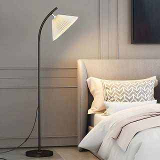 Contemporary Bedside Red Conical Fabric Floor Light Zawala Image - 4
