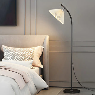 Contemporary Bedside Red Conical Fabric Floor Light Zawala Image - 9