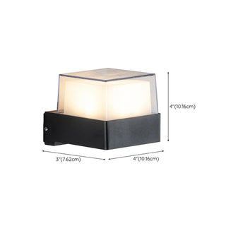 Contemporary Square Outdoor Wall Sconce Frosted Glass Zawala #size