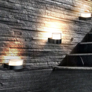 Contemporary Square Outdoor Wall Sconce Frosted Glass Zawala Image - 3