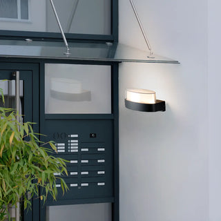 Contemporary Square Outdoor Wall Sconce Frosted Glass Zawala Image - 4