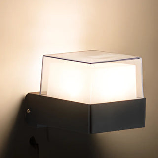 Contemporary Square Outdoor Wall Sconce Frosted Glass Zawala Image - 8