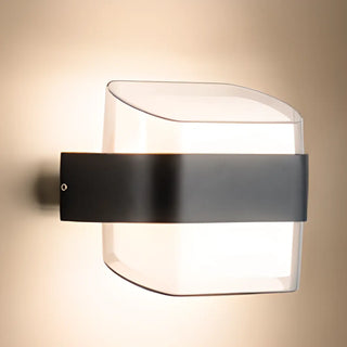 Contemporary Square Outdoor Wall Sconce Frosted Glass Zawala Image - 9