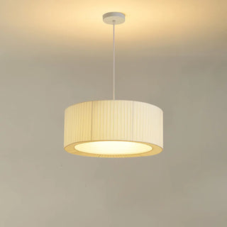 ZOWALA - White Fabric Living Room Adjustable Height Drum Chandelier Image - 10