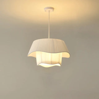 ZOWALA - White Fabric Living Room Adjustable Height Drum Chandelier Image - 16