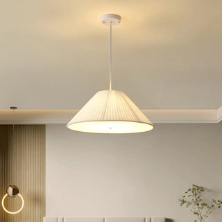 ZOWALA - White Fabric Living Room Adjustable Height Drum Chandelier Image - 17