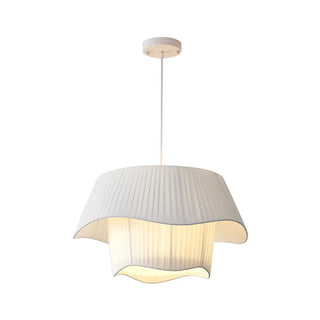 ZOWALA - White Fabric Living Room Adjustable Height Drum Chandelier Image - 19