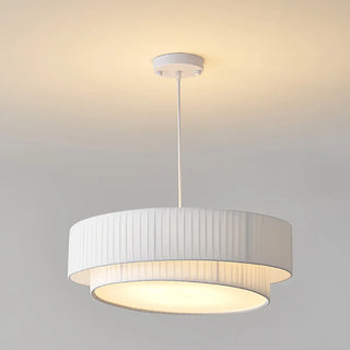 ZOWALA - White Fabric Living Room Adjustable Height Drum Chandelier Image - 21