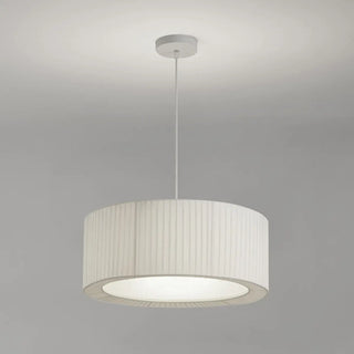 ZOWALA - White Fabric Living Room Adjustable Height Drum Chandelier Image - 22