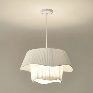 ZOWALA - White Fabric Living Room Adjustable Height Drum Chandelier Image - 23