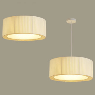 ZOWALA - White Fabric Living Room Adjustable Height Drum Chandelier Image - 25