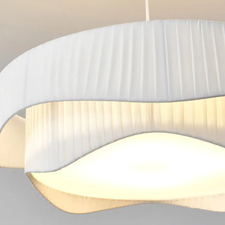 ZOWALA - White Fabric Living Room Adjustable Height Drum Chandelier Image - 31