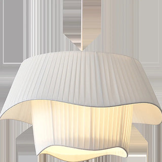 ZOWALA - White Fabric Living Room Adjustable Height Drum Chandelier Image - 32