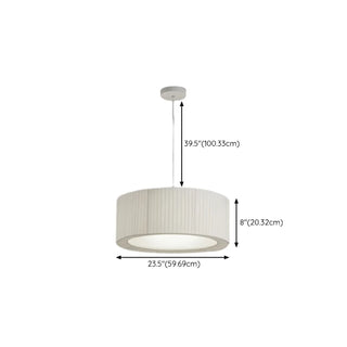 ZOWALA - White Fabric Living Room Adjustable Height Drum Chandelier Image - 34