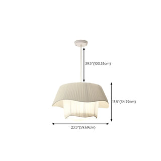 ZOWALA - White Fabric Living Room Adjustable Height Drum Chandelier Image - 36