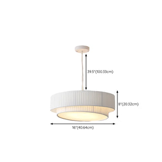 ZOWALA - White Fabric Living Room Adjustable Height Drum Chandelier Image - 37