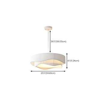 ZOWALA - White Fabric Living Room Adjustable Height Drum Chandelier Image - 40