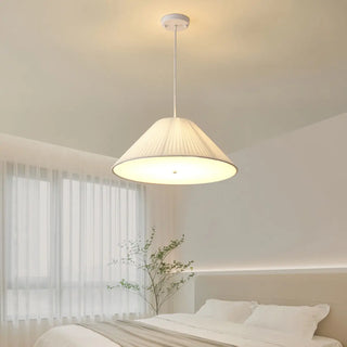 ZOWALA - White Fabric Living Room Adjustable Height Drum Chandelier Image - 5