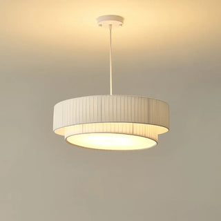 ZOWALA - White Fabric Living Room Adjustable Height Drum Chandelier Image - 8