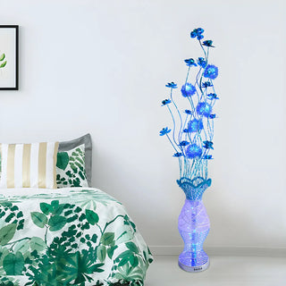Blue Flower Decor Rustic Vase-Shaped LED Floor Lamp Zawala Image - 1