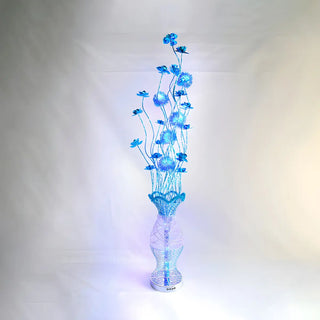 Blue Flower Decor Rustic Vase-Shaped LED Floor Lamp Zawala Image - 2