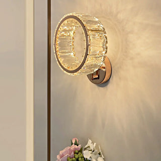 Decorative Ring Clear Crystal Gold Metal Wall Sconce Zawala Image - 1