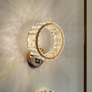 Decorative Ring Clear Crystal Gold Metal Wall Sconce Zawala Image - 2