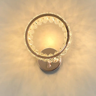 Decorative Ring Clear Crystal Gold Metal Wall Sconce Zawala Image - 3