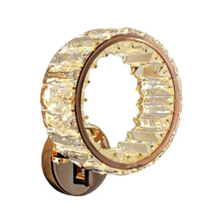 Decorative Ring Clear Crystal Gold Metal Wall Sconce Zawala Image - 5