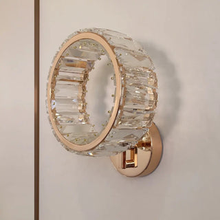 Decorative Ring Clear Crystal Gold Metal Wall Sconce Zawala Image - 6