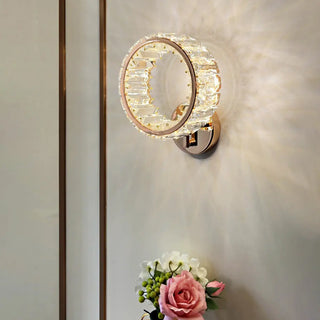 Decorative Ring Clear Crystal Gold Metal Wall Sconce Zawala Image - 7
