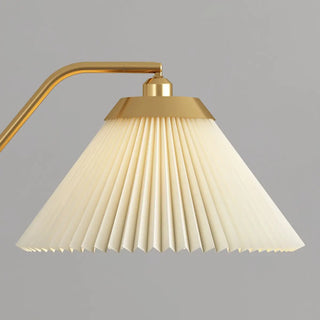 Elegant Brass Wood Side Table Arc Shelf Floor Lamp Image - 8