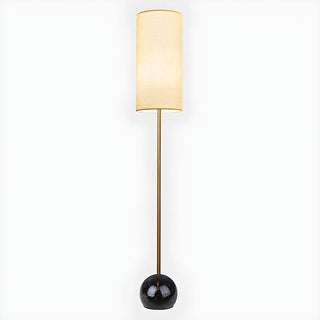 Elegant Cylindrical Shade Round Base Gold Floor Lamp Zawala Image - 10